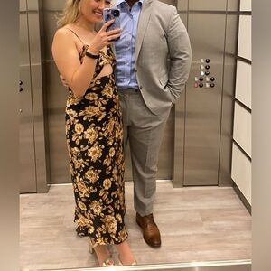 Petal & Pup Black and Gold Cut Out Midi Dress